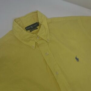 Ralph Lauren Classic Fit Yellow Short Sleeve Button Down Shirt Mens L
